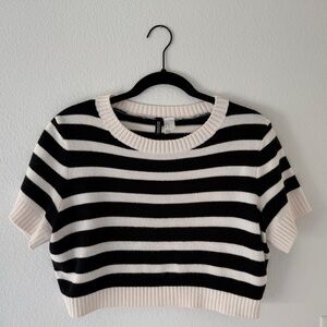 H&M Knit Black and White Striped Crop Top